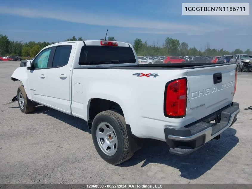 2022 Chevrolet Colorado VIN: 1GCGTBEN7N1186711 Lot: 12068550