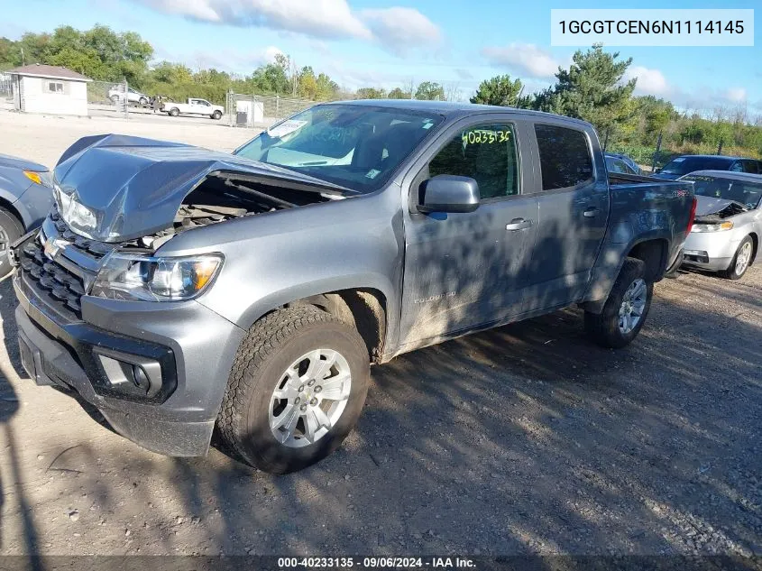 2022 Chevrolet Colorado 4Wd Short Box Lt VIN: 1GCGTCEN6N1114145 Lot: 40233135