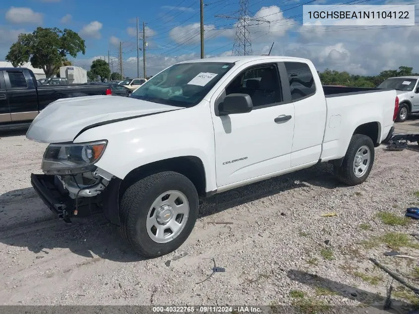 2022 Chevrolet Colorado 2Wd Long Box Wt VIN: 1GCHSBEA1N1104122 Lot: 40322765