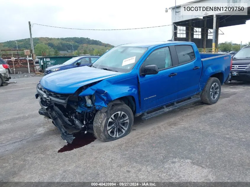 2022 Chevrolet Colorado 4Wd Short Box Z71 VIN: 1GCGTDEN8N1209750 Lot: 40420994