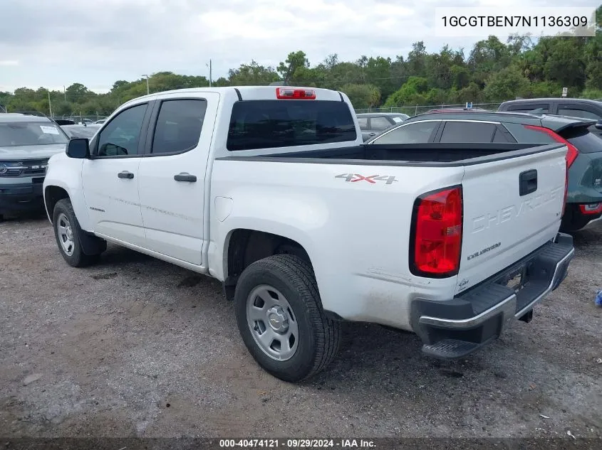 2022 Chevrolet Colorado 4Wd Short Box Wt VIN: 1GCGTBEN7N1136309 Lot: 40474121