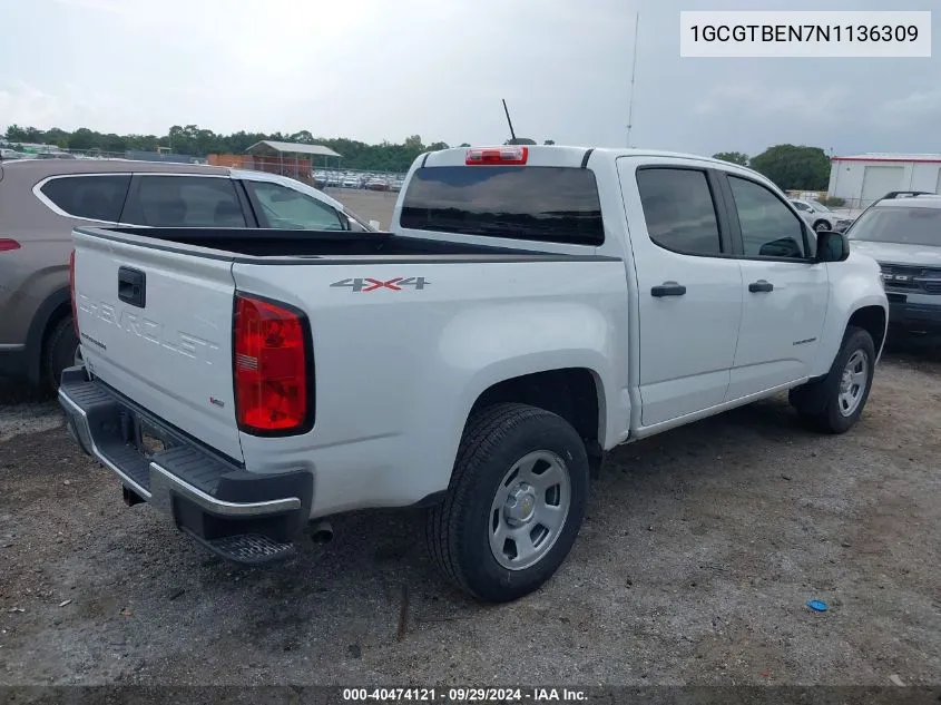 2022 Chevrolet Colorado 4Wd Short Box Wt VIN: 1GCGTBEN7N1136309 Lot: 40474121