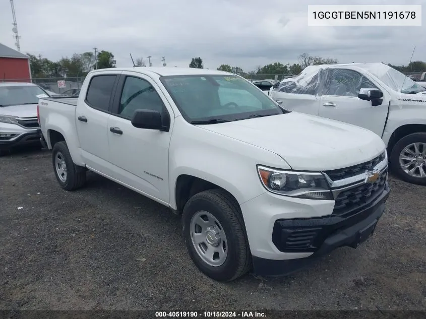 2022 Chevrolet Colorado 4Wd Short Box Wt VIN: 1GCGTBEN5N1191678 Lot: 40519190