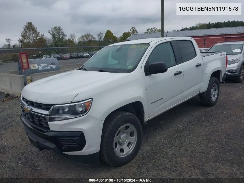 2022 Chevrolet Colorado 4Wd Short Box Wt VIN: 1GCGTBEN5N1191678 Lot: 40519190