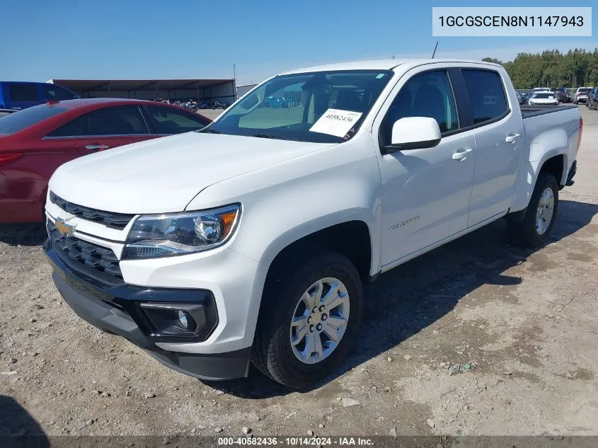 2022 Chevrolet Colorado 2Wd Short Box Lt VIN: 1GCGSCEN8N1147943 Lot: 40582436