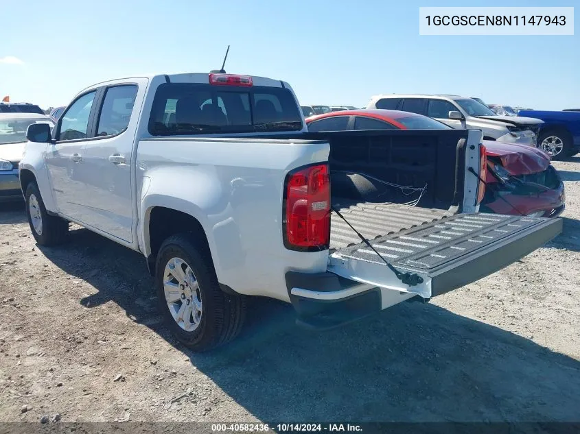 2022 Chevrolet Colorado 2Wd Short Box Lt VIN: 1GCGSCEN8N1147943 Lot: 40582436