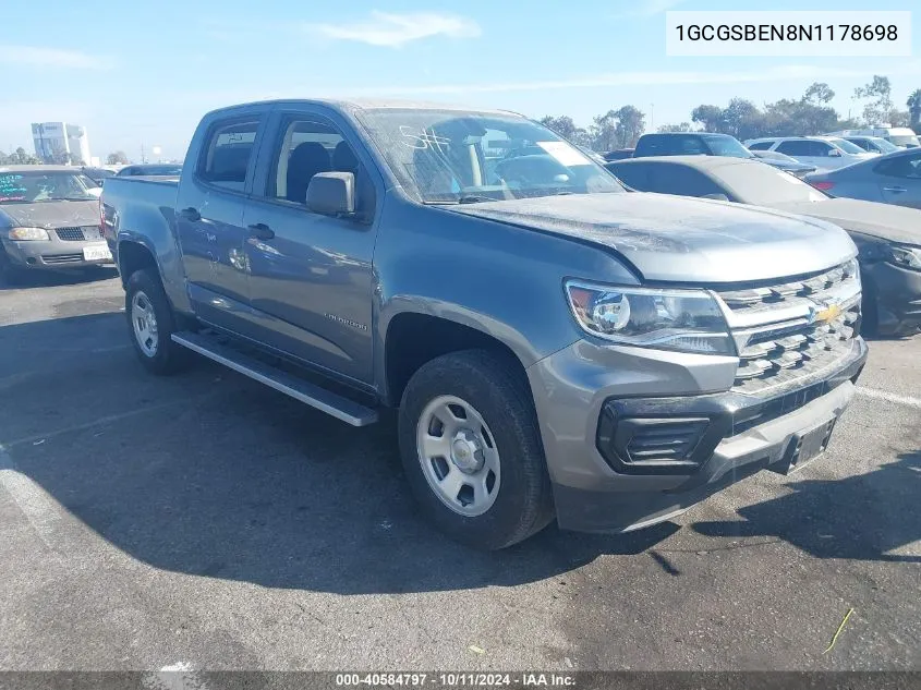 2022 Chevrolet Colorado 2Wd Short Box Wt VIN: 1GCGSBEN8N1178698 Lot: 40584797