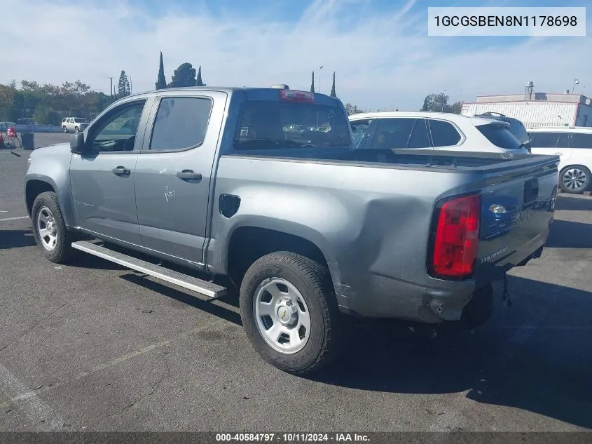 2022 Chevrolet Colorado 2Wd Short Box Wt VIN: 1GCGSBEN8N1178698 Lot: 40584797