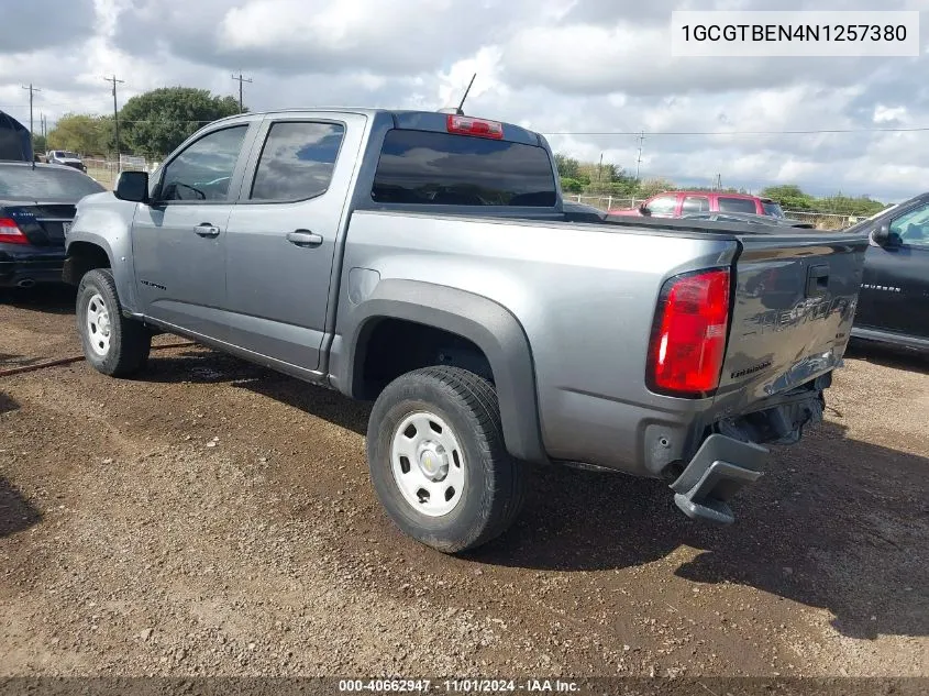 2022 Chevrolet Colorado 4Wd Short Box Wt VIN: 1GCGTBEN4N1257380 Lot: 40662947