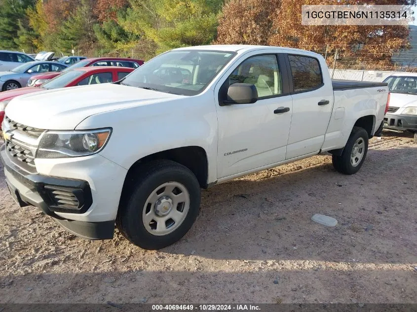 2022 Chevrolet Colorado 4Wd Long Box Wt VIN: 1GCGTBEN6N1135314 Lot: 40694649