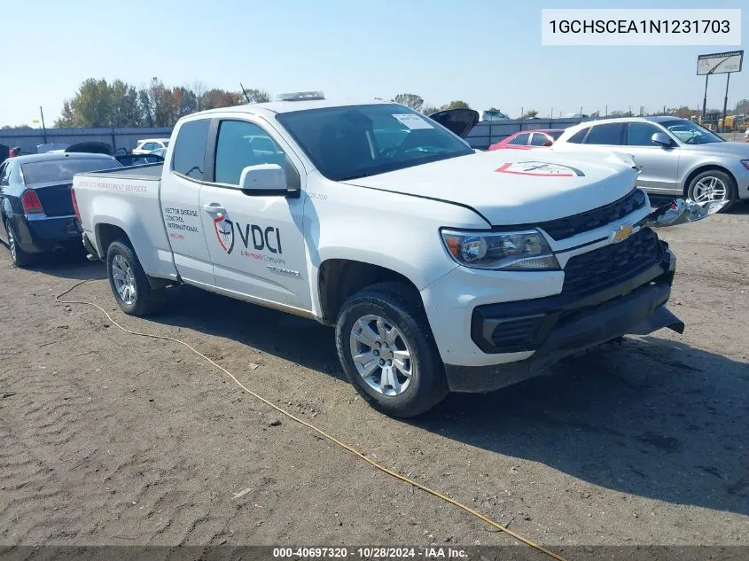 2022 Chevrolet Colorado 2Wd Long Box Lt VIN: 1GCHSCEA1N1231703 Lot: 40697320