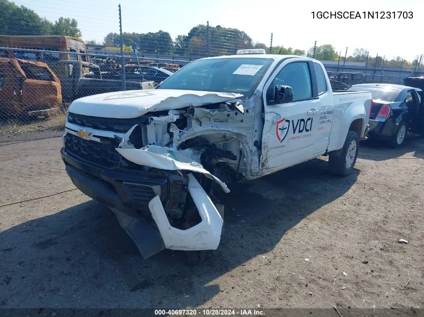 2022 Chevrolet Colorado 2Wd Long Box Lt VIN: 1GCHSCEA1N1231703 Lot: 40697320