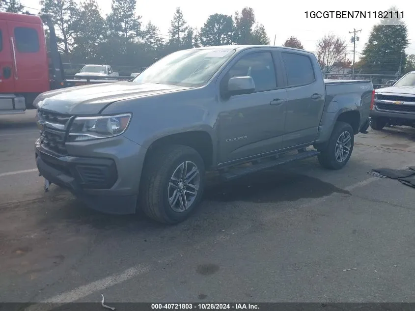 2022 Chevrolet Colorado 4Wd Short Box Wt VIN: 1GCGTBEN7N1182111 Lot: 40721803