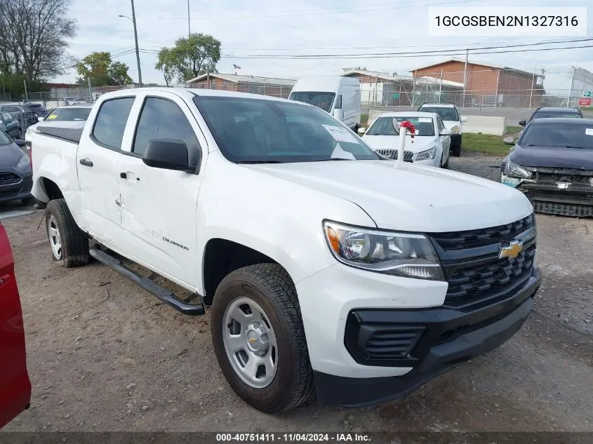 2022 Chevrolet Colorado 2Wd Short Box Wt VIN: 1GCGSBEN2N1327316 Lot: 40751411