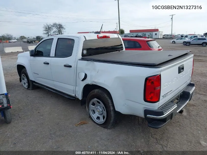 2022 Chevrolet Colorado 2Wd Short Box Wt VIN: 1GCGSBEN2N1327316 Lot: 40751411