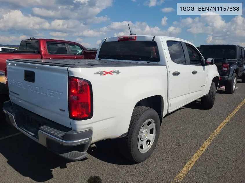 2022 Chevrolet Colorado VIN: 1GCGTBEN7N1157838 Lot: 40775793