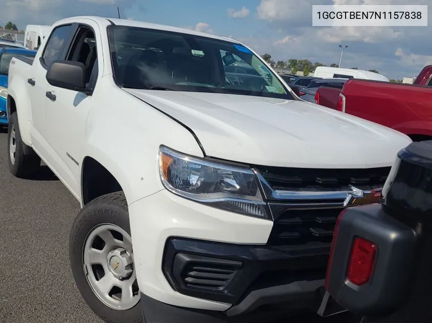 2022 Chevrolet Colorado VIN: 1GCGTBEN7N1157838 Lot: 40775793