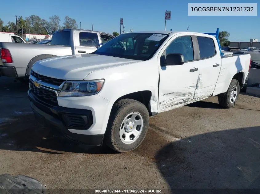 2022 Chevrolet Colorado 2Wd Long Box Wt VIN: 1GCGSBEN7N1231732 Lot: 40787344