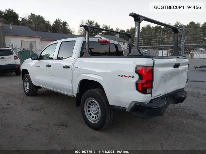 2023 Chevrolet Colorado 4Wd Short Box Wt VIN: 1GCGTBEC0P1194456 Lot: 40787513