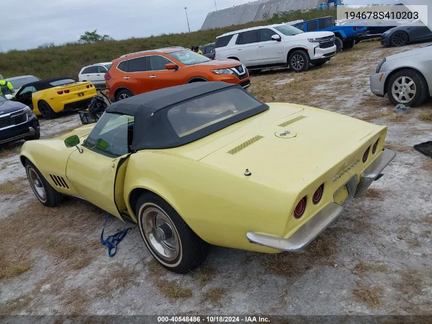 1968 Chevrolet Corvette VIN: 194678S410203 Lot: 40548486