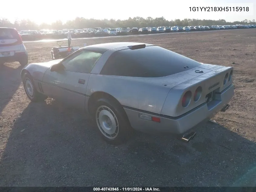 1987 Chevrolet Corvette VIN: 1G1YY218XH5115918 Lot: 40743945