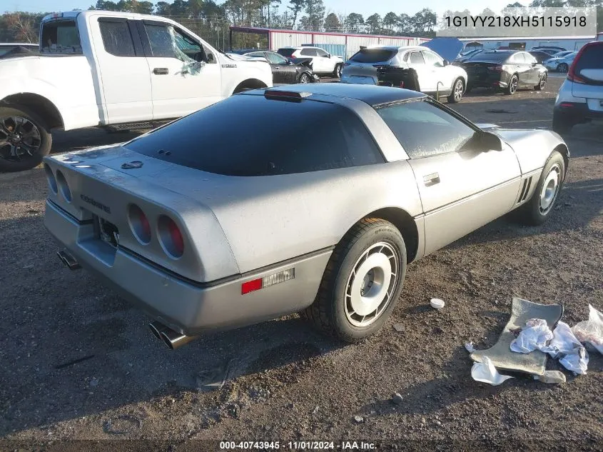 1987 Chevrolet Corvette VIN: 1G1YY218XH5115918 Lot: 40743945