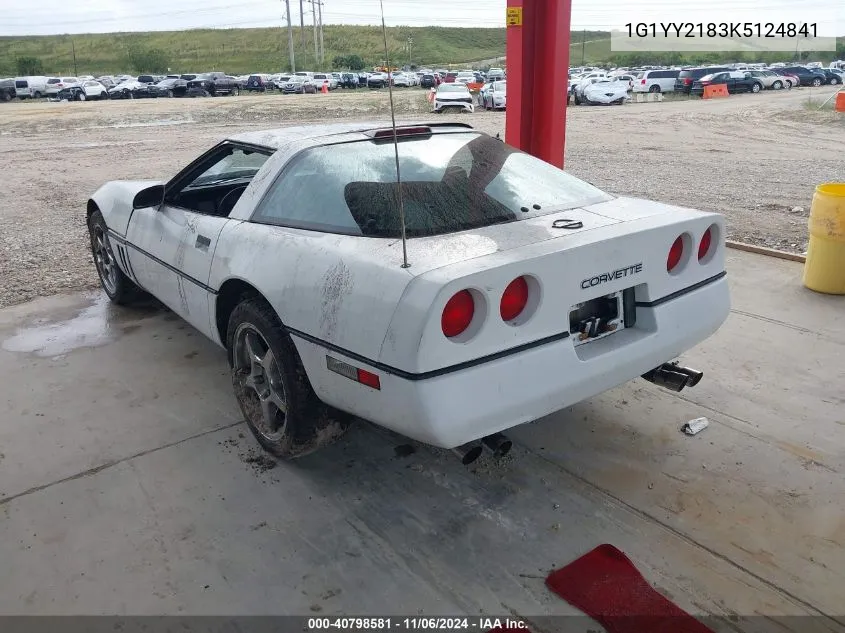 1989 Chevrolet Corvette VIN: 1G1YY2183K5124841 Lot: 40798581