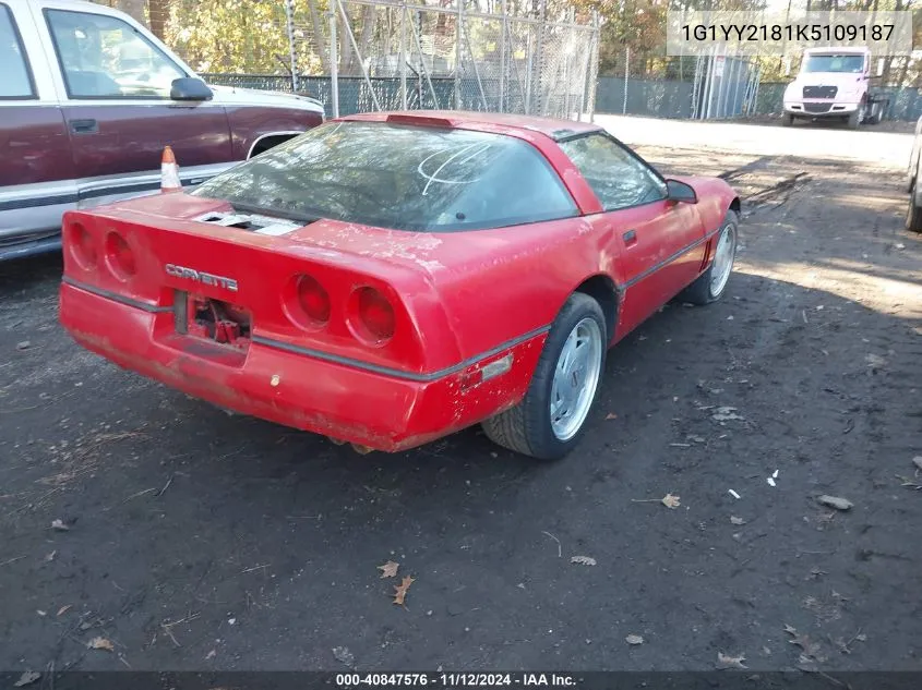 1989 Chevrolet Corvette VIN: 1G1YY2181K5109187 Lot: 40847576