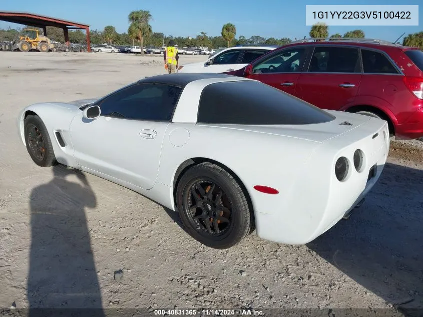 1997 Chevrolet Corvette VIN: 1G1YY22G3V5100422 Lot: 40831365