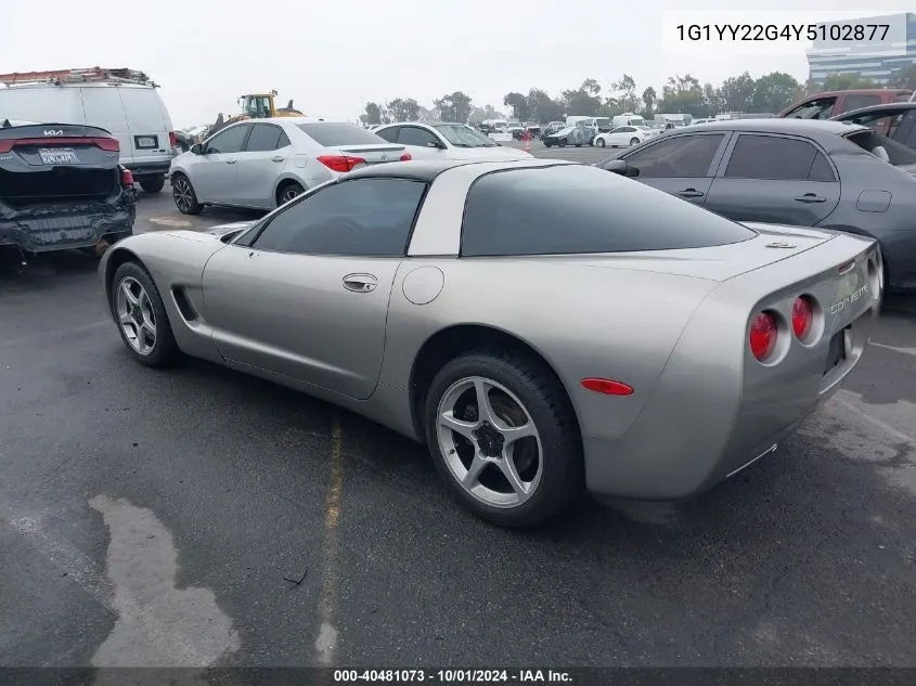 2000 Chevrolet Corvette VIN: 1G1YY22G4Y5102877 Lot: 40481073