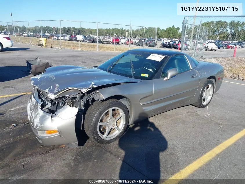 2000 Chevrolet Corvette VIN: 1G1YY22G1Y5107115 Lot: 40567666