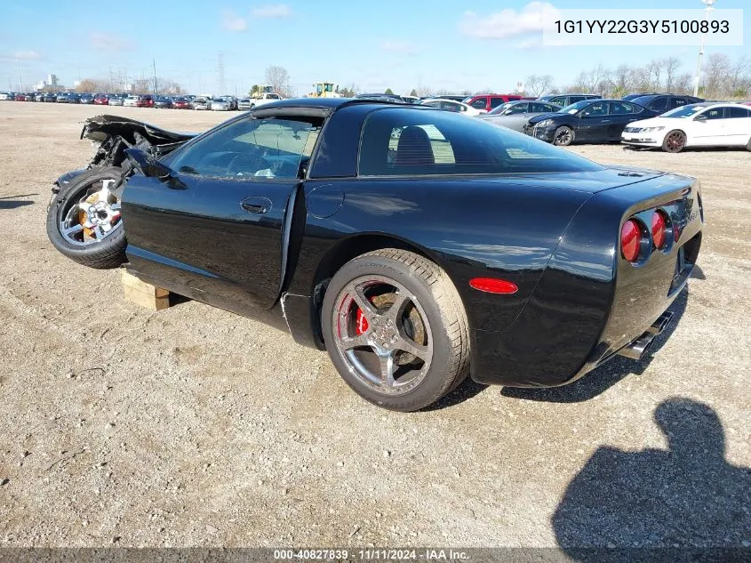 2000 Chevrolet Corvette VIN: 1G1YY22G3Y5100893 Lot: 40827839