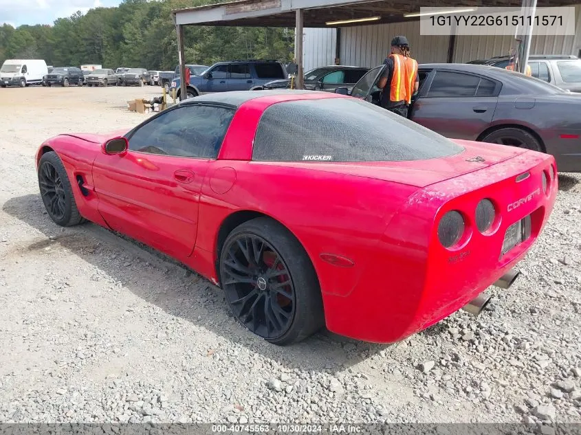 2001 Chevrolet Corvette VIN: 1G1YY22G615111571 Lot: 40745563