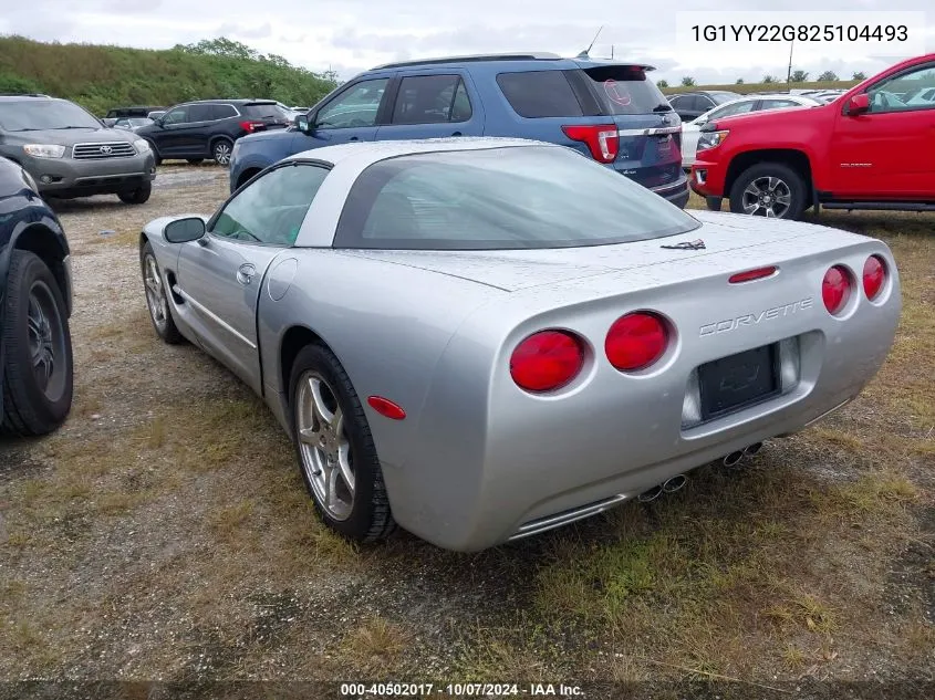 2002 Chevrolet Corvette VIN: 1G1YY22G825104493 Lot: 40502017