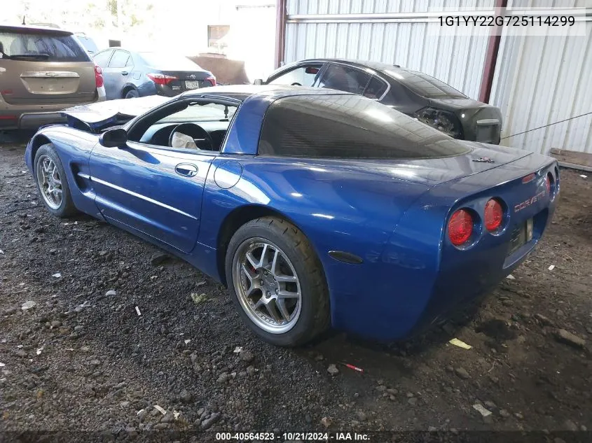 2002 Chevrolet Corvette VIN: 1G1YY22G725114299 Lot: 40564523