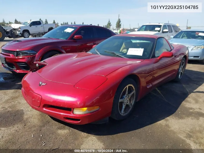 2002 Chevrolet Corvette VIN: 1G1YY22GX25104785 Lot: 40701078