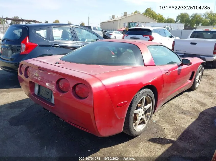 2002 Chevrolet Corvette VIN: 1G1YY22GX25104785 Lot: 40701078