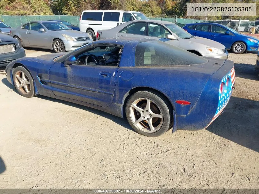 2002 Chevrolet Corvette VIN: 1G1YY22G825105305 Lot: 40725502