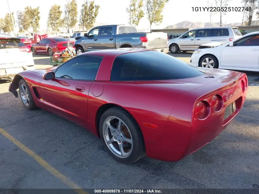 2002 Chevrolet Corvette VIN: 1G1YY22G525102748 Lot: 40809578