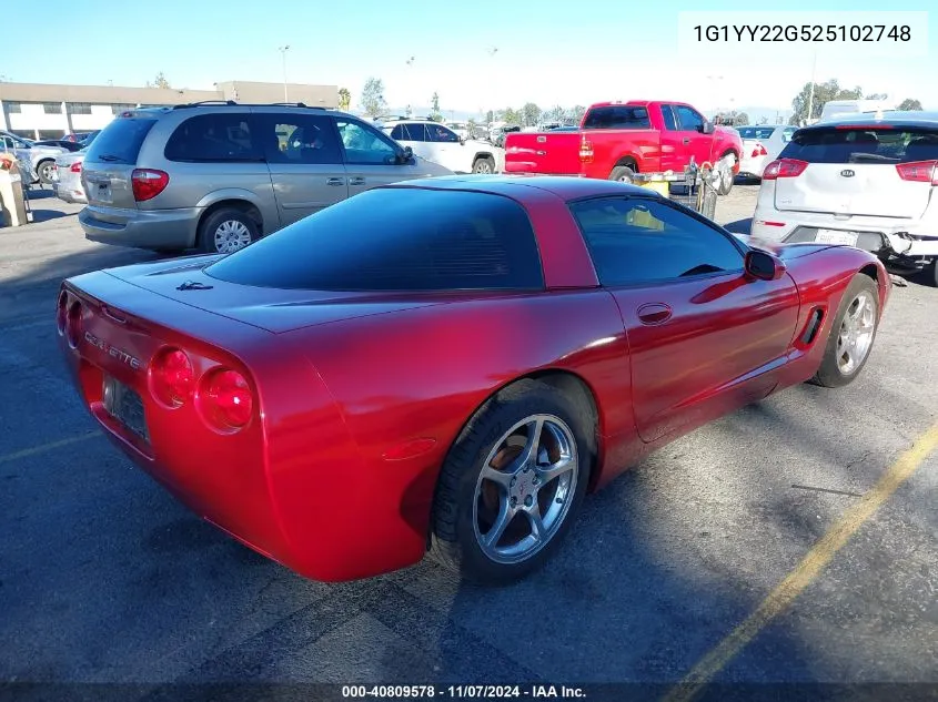 2002 Chevrolet Corvette VIN: 1G1YY22G525102748 Lot: 40809578