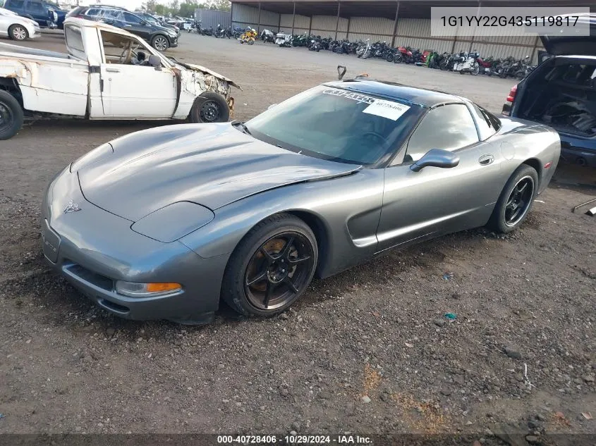 2003 Chevrolet Corvette VIN: 1G1YY22G435119817 Lot: 40728406