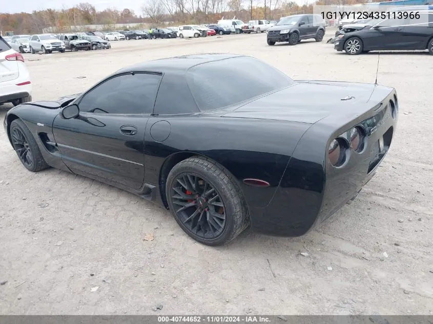 2003 Chevrolet Corvette Z06 Hardtop VIN: 1G1YY12S435113966 Lot: 40744652