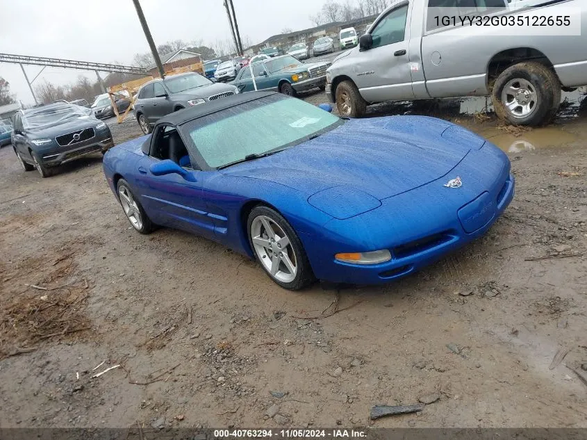 2003 Chevrolet Corvette VIN: 1G1YY32G035122655 Lot: 40763294