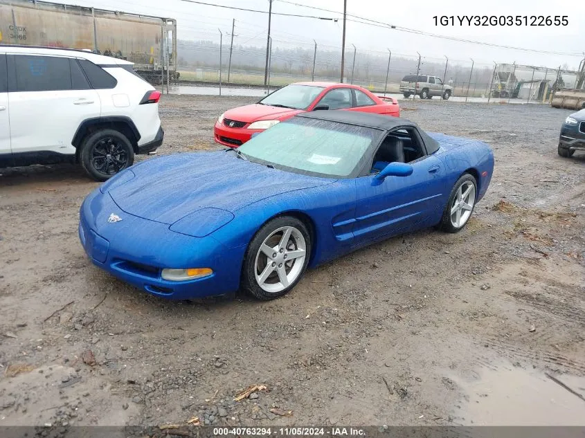 2003 Chevrolet Corvette VIN: 1G1YY32G035122655 Lot: 40763294