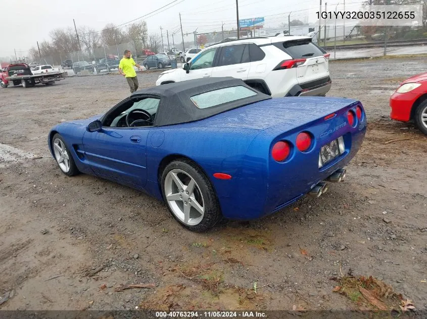 2003 Chevrolet Corvette VIN: 1G1YY32G035122655 Lot: 40763294