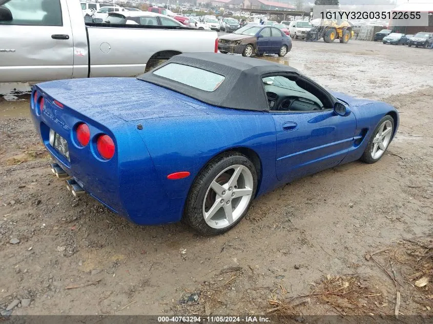 2003 Chevrolet Corvette VIN: 1G1YY32G035122655 Lot: 40763294