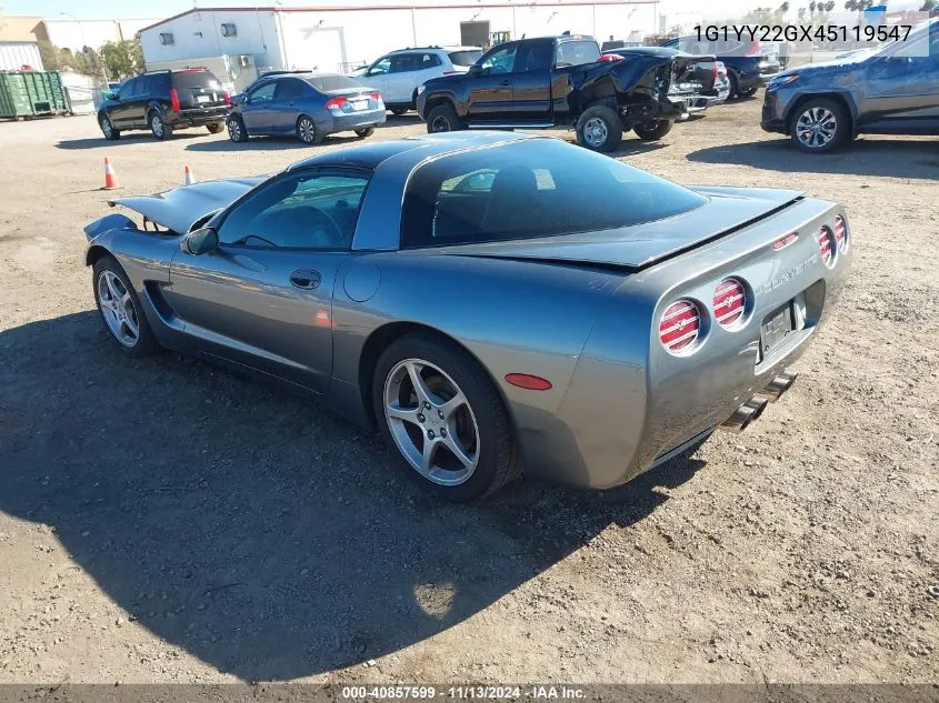 2004 Chevrolet Corvette VIN: 1G1YY22GX45119547 Lot: 40857599