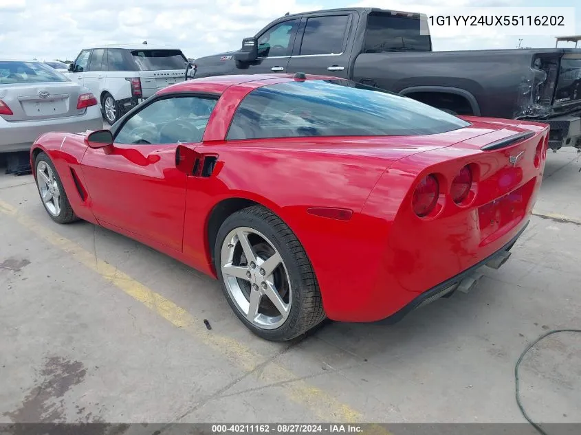 2005 Chevrolet Corvette VIN: 1G1YY24UX55116202 Lot: 40211162