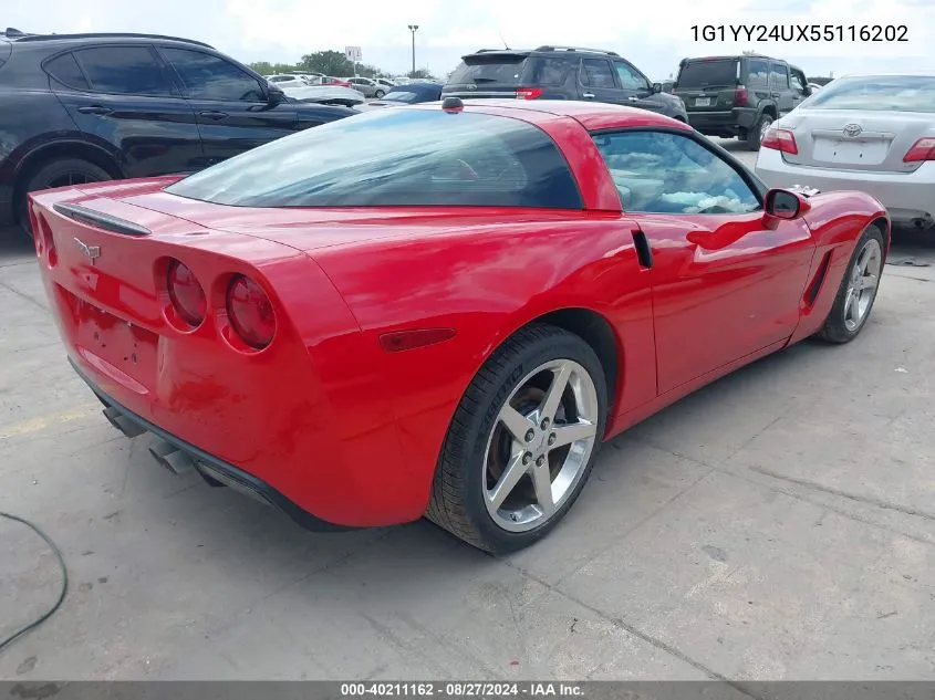 2005 Chevrolet Corvette VIN: 1G1YY24UX55116202 Lot: 40211162