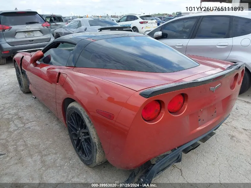 2006 Chevrolet Corvette VIN: 1G1YY26U765111893 Lot: 39953020